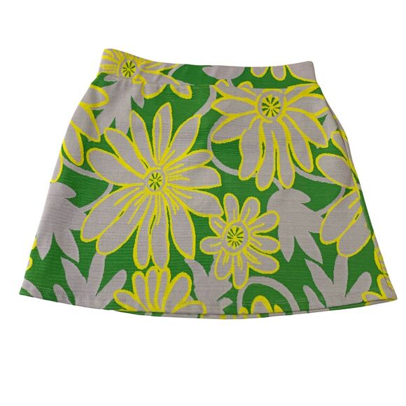 Zara Green Yellow Floral Print A-Line Mini Skirt Size S - Picture 4 of 6